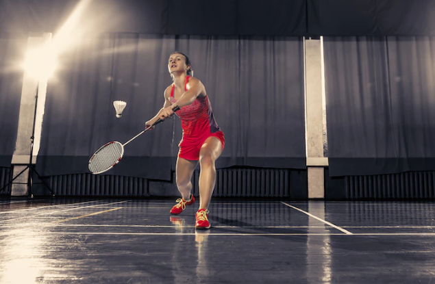 badminton racket player hit feather shuttlecock