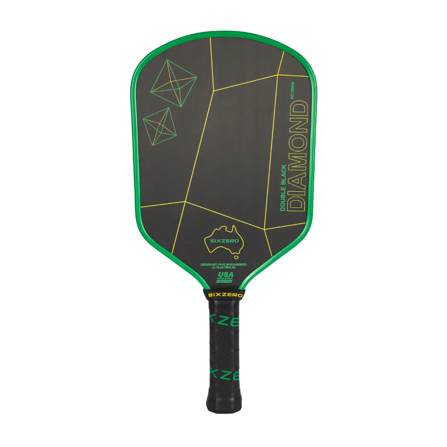 Six Zero Double Black Diamond Pickleball Paddle (Australia Green:Gold) - 16mm